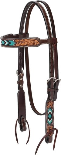 Weaver Leather Turquoise Cross Beaded Horse Browband Headstall