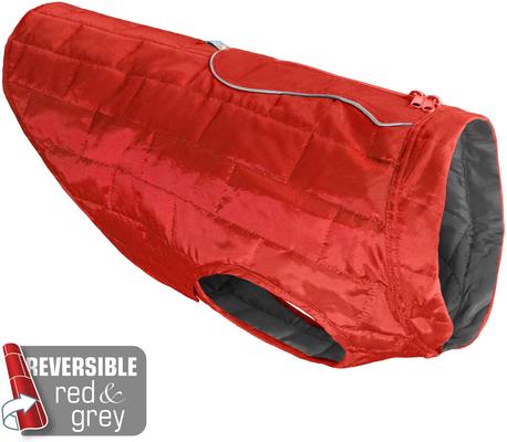 Show full view: Kurgo Loft Reversible Insulated Dog Quilted Coat, Chili Red & Charcoal, Medium slide 7 of 12