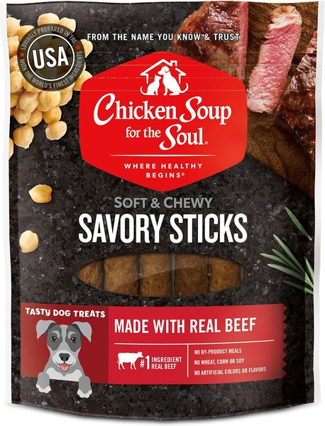 CHICKEN SOUP FOR THE SOUL Savory Sticks Real Beef Grain Free Dog Treats 5 oz bag Chewy