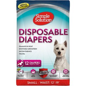 Simple Solution Disposable Female Dog Diapers, Small: 15 to 19-in waist, 12 count