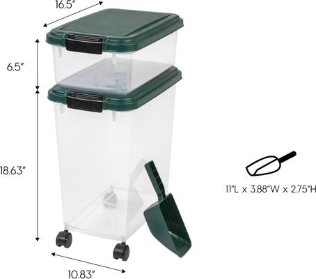 Show full view: IRIS 3-Piece Remington Airtight Dog & Cat Food Container, Green slide 2 of 10