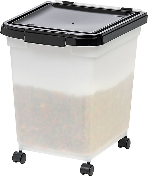 IRIS USA WeatherPro Airtight Dog, Cat, Bird & Other Pet Food Storage Bin Container w/Attachable Casters slide 1 of 7