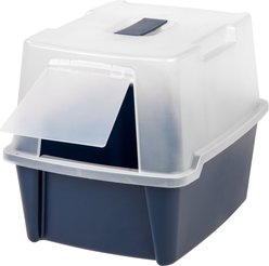 IRIS USA Enclosed with Front Door Flap & Scoop Cat Litter Box, Blue