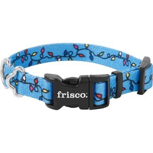Frisco Christmas Lights Polyester Dog Collar, X-Small: 8 to 12-in neck, 5/8-in wide