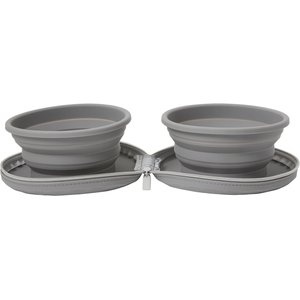 Frisco Travel Collapsible Silicone Dog & Cat Bowl, Gray, Large, 3 Cups