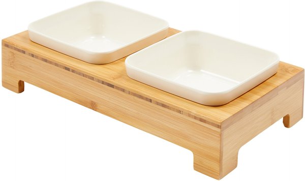 Frisco Square Melamine Dog & Cat Bowl Set with Bamboo Stand, Small slide 1 of 7