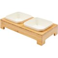 Frisco Square Melamine Dog & Cat Bowl Set with Bamboo Stand, 2.5 Cup