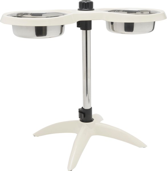 Elevated Double Stainless Steel Bowl with 5 Height Adjustable Raised Stand  Dog Bowl, Various Color