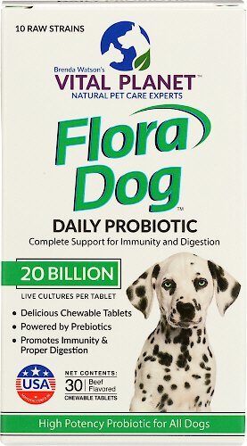 Vital Planet Flora Dog Daily Probiotic Beef Flavor Chewable Tablet Dog Supplement, 30 count slide 1 of 1