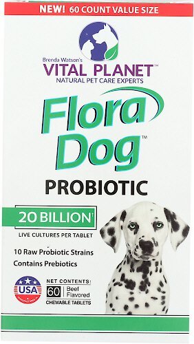 Vital Planet Flora Dog Daily Probiotic Beef Flavor Chewable Tablet Dog Supplement, 60 count slide 1 of 1