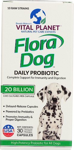 Vital Planet Flora Dog Daily Probiotic Chicken Flavor Veggie Capsule Dog Supplement, 30 count slide 1 of 1