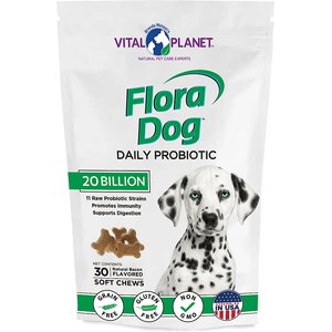 Vital Planet Flora Dog 20 Billion Daily Probiotic Soft Chew Dog Supplement, 30 count