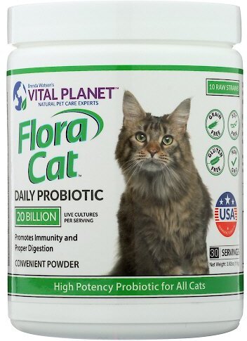 Vital Planet Flora Cat Daily Probiotic Powder Cat Supplement, 3.9-oz jar slide 1 of 1