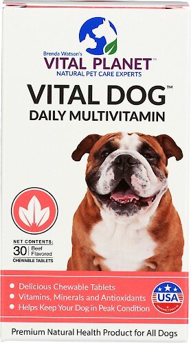 Vital Planet Vital Dog Daily Multivitamin Beef Flavor Chewable Tablet Dog Supplement, 30 count slide 1 of 1