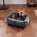 Frisco Velvet Rectangular Bolster Cat & Dog Bed, Gray, Medium