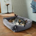Frisco Velvet Rectangular Bolster Cat & Dog Bed, Gray, Large
