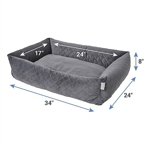 Frisco Velvet Rectangular Bolster Cat & Dog Bed, Gray, Large