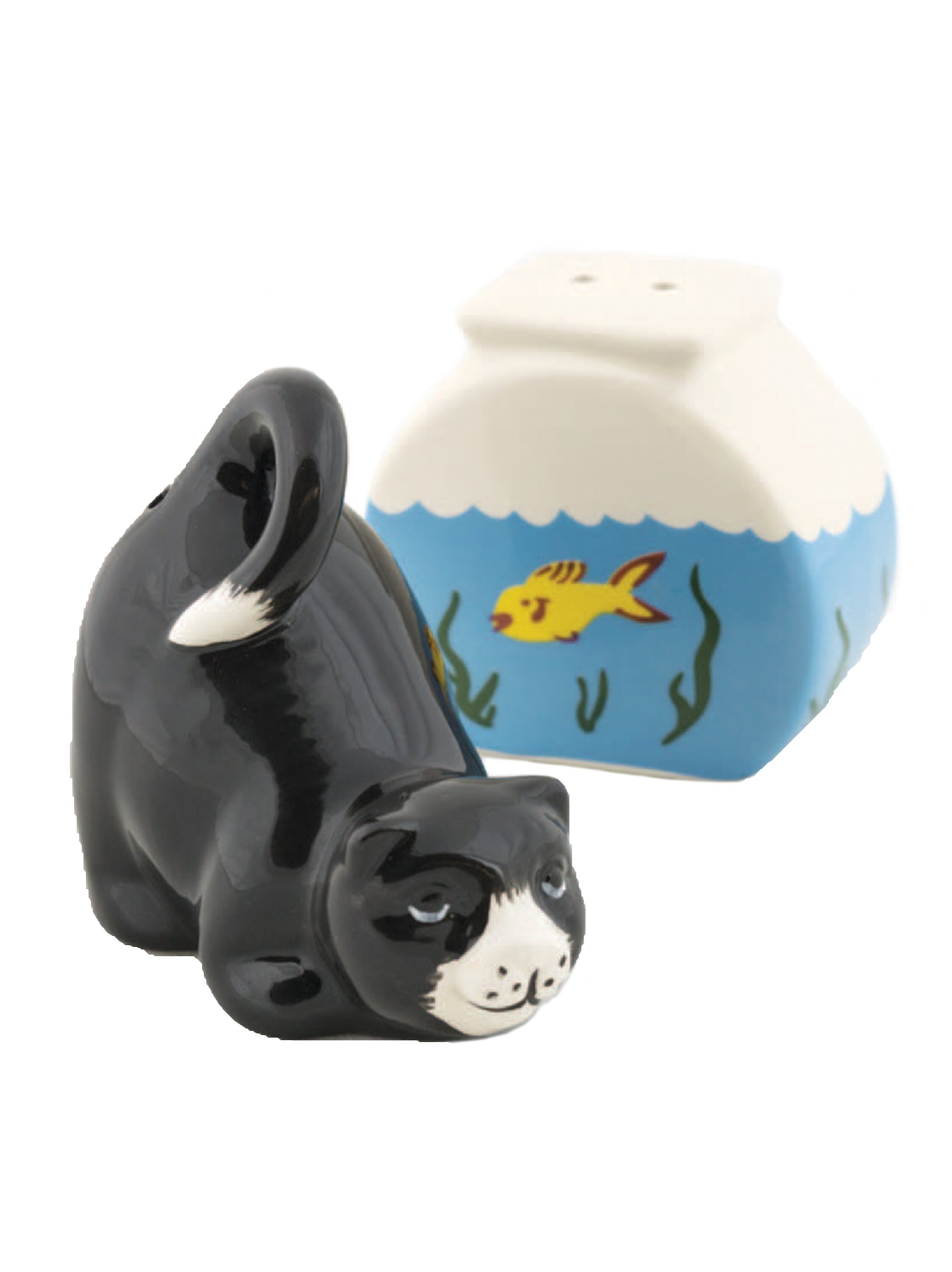 Design Imports Cat & Fish Bowl Salt & Pepper Shakers