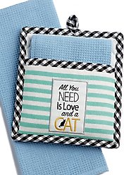 Design Imports All You Need Is Love & A Cat Potholder Gift Set