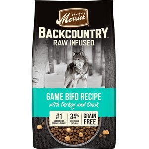 Merrick Backcountry Raw Infused Grain-Free Dry Dog Food Game Bird Recipe, 4-lb bag