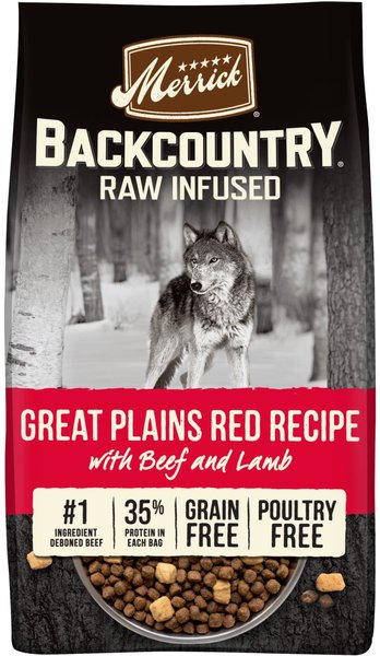 Merrick Backcountry Raw Infused Grain-Free Chicken-Free Great Plains Red Recipe Dry Dog Food, 4-lb bag slide 1 of 9