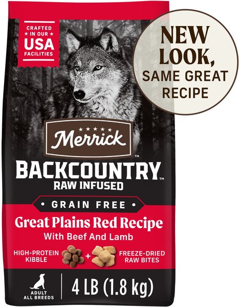 MERRICK Backcountry Raw Infused Grain Free Great Plains Red Recipe Freeze Dried Dog Food 4 lb bag Chewy