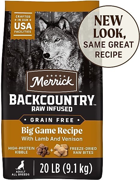 Merrick Backcountry Raw Infused Grain Free Big Game Recipe Freeze Dried Dog Food, 20-lb bag slide 1 of 9