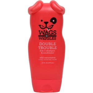 Wags & Wiggles Double Trouble Watermelon 2-in-1 Dog Shampoo & Conditioner, 16-oz bottle
