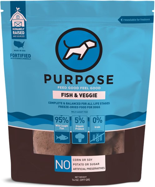Purpose Fish & Veggie Grain-Free Freeze-Dried Dog Food, 14-oz bag slide 1 of 2