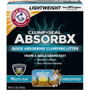 Arm & Hammer Litter Clump & Seal AbsorbX Absorbing Unscented Multi-Cat Cat Litter, 8.5-lb box
