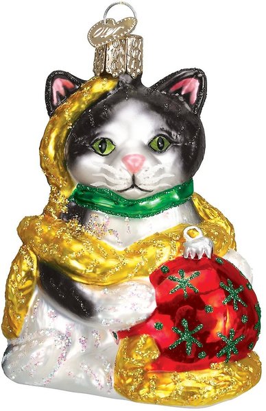Old World Christmas Holiday Kitten Glass Tree Ornament slide 1 of 5