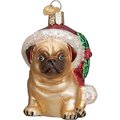 Old World Christmas Holly Hat Pug Glass Tree Ornament 