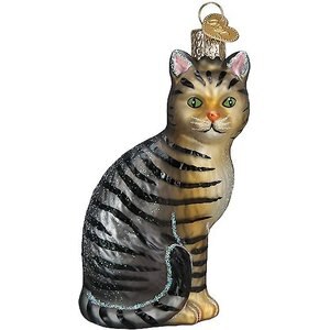 Old World Christmas Tabby Cat Glass Tree Ornament 