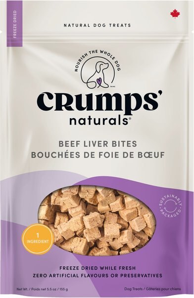 Crumps' Naturals Beef Liver Bites Grain-Free Freeze-Dried Dog Treats, 4.7-oz bag slide 1 of 6