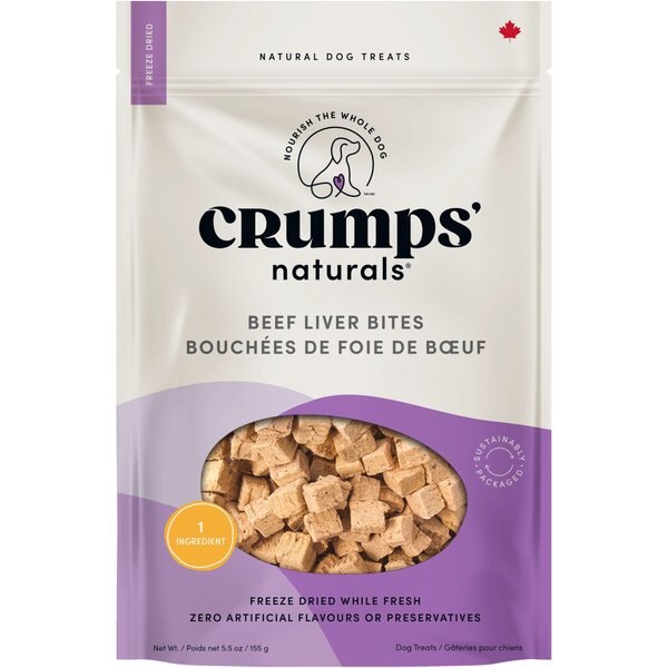 Crumps' Naturals Choice Chuck Beef Liver Grain-Free Freeze-Dried Cat Treats, 1-oz bag