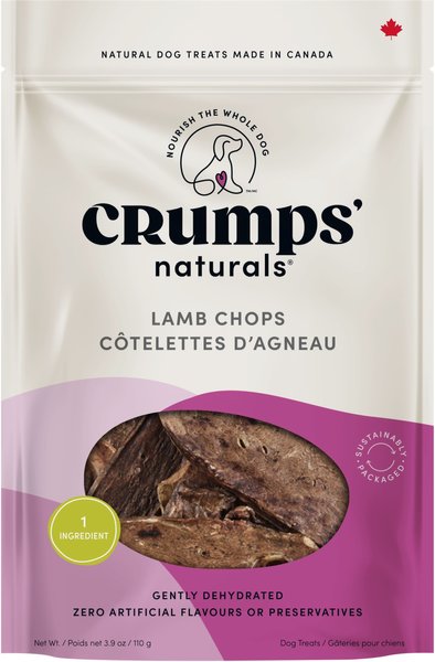 Crumps' Naturals Lamb Chops Grain-Free Dehydrated Dog Treats, 4.2-oz bag slide 1 of 6