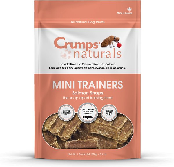 Crumps' Naturals Mini Trainers Salmon Snaps Grain-Free Dog Treats, 4.2-oz bag slide 1 of 7