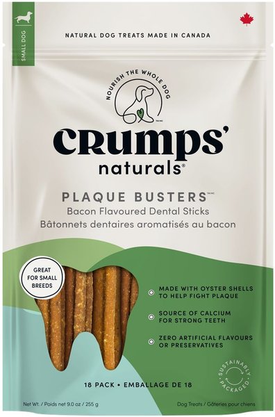 Crumps' Naturals Plaque Busters Bacon Flavor Dental Dog Treats, 3.2-oz bag, Count Varies slide 1 of 6