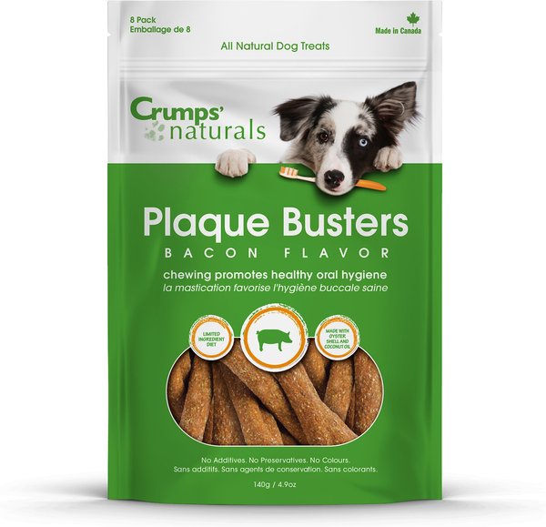 CRUMPS' NATURALS Plaque Busters with Bacon Dental Dog Treats, 9.5-oz ...