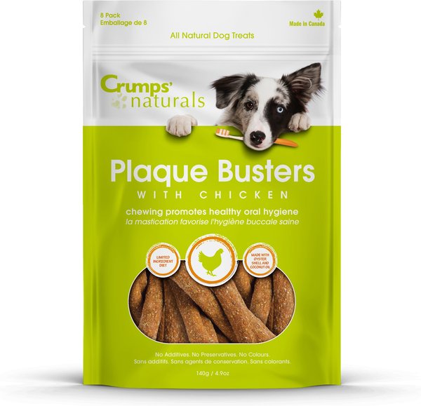 Crumps' Naturals Plaque Busters Chicken Flavor Dental Dog Treats, 4.9-oz bag, Count Varies slide 1 of 6