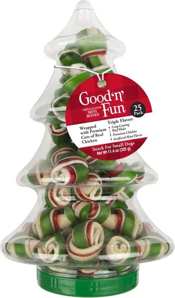 Good 'n' Fun Holiday Mint & Chicken Mini Bones Triple Flavor Dog Treats, 25 count slide 1 of 4