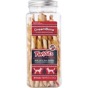 DreamBone Holiday Chicken Wrapped Twists Dog Treats, 28 count