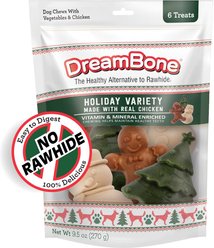 DreamBone Holiday Variety Vegetables & Chicken Dog Treats, 6 count