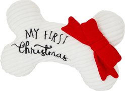 Frisco Holiday My First Christmas Bone Plush Squeaky Dog Toy, Medium