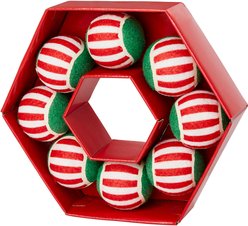 Frisco Holiday Wreath Fetch Squeaky Tennis Ball Dog Toy, Medium, 8 count