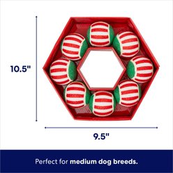 Frisco Holiday Wreath Fetch Squeaky Tennis Ball Dog Toy, Medium, 8 count slide 2 of 7