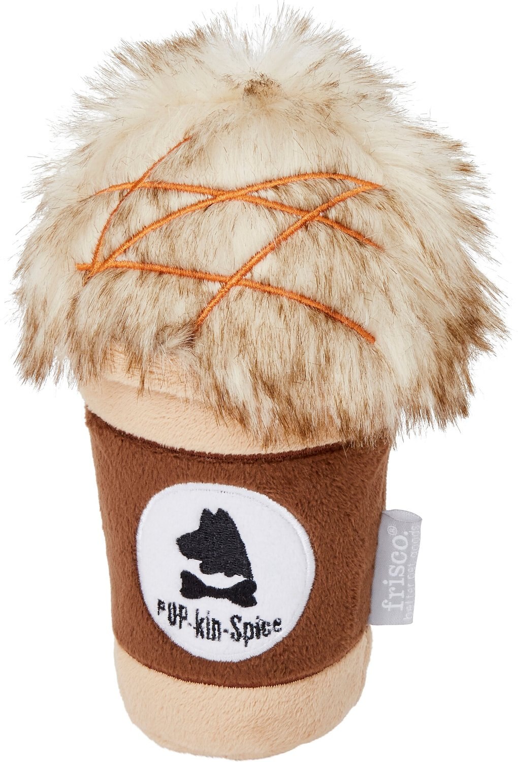 The Worthy Dog Pumpkin Spice Latte Squeaky Plush Dog Toy, Brown