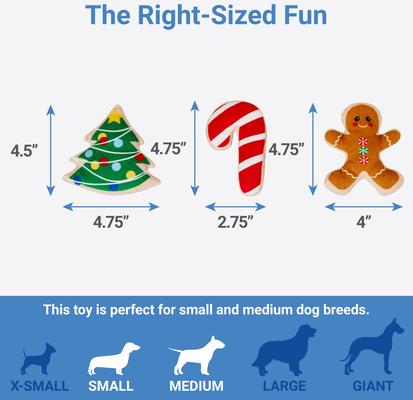 Show full view: Frisco Holiday Santa's Cookies Plush Squeaky Dog Toy, 4 count slide 4 of 7