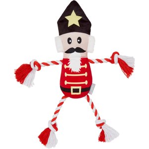 Frisco Holiday Nutcracker Plush with Rope Squeaky Dog Toy