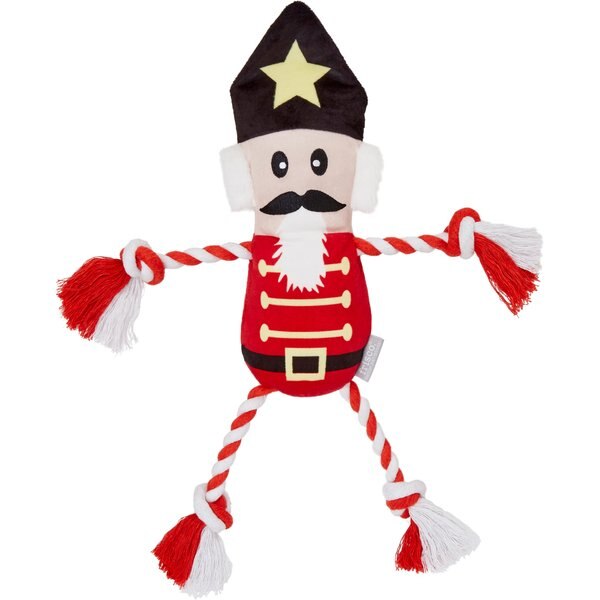 Frisco Holiday Gnome Plush with Rope Squeaky Dog Toy